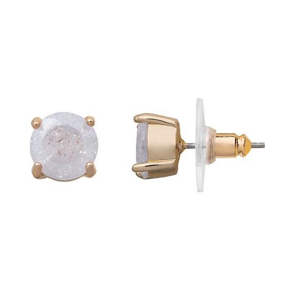 LC Lauren Conrad White Round Crackle Nickel Free Stud Earrings