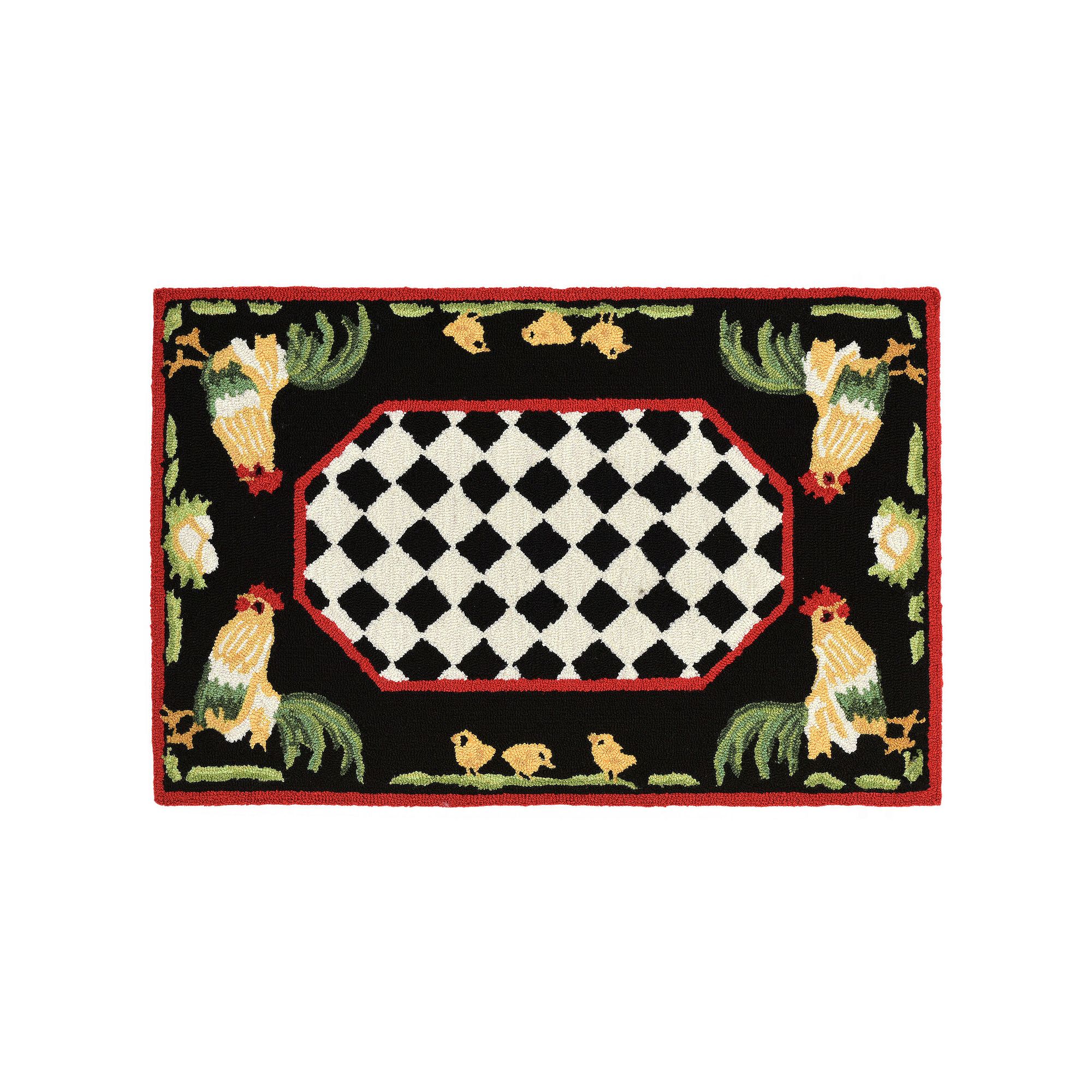 Liora Manne Frontporch Rooster Indoor Outdoor Rug, Black