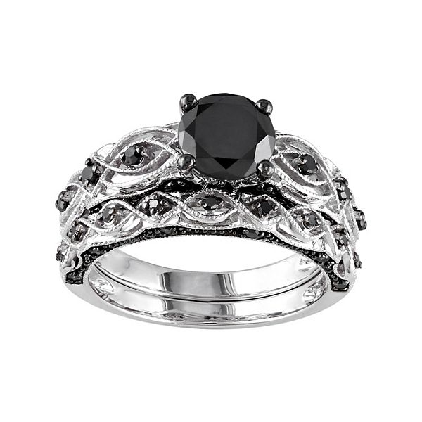 White gold ring hot sale black diamond