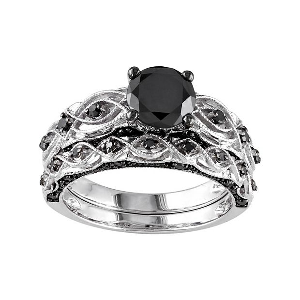 Black Diamond Ring 1-1/4 Carats tw 10K White Gold