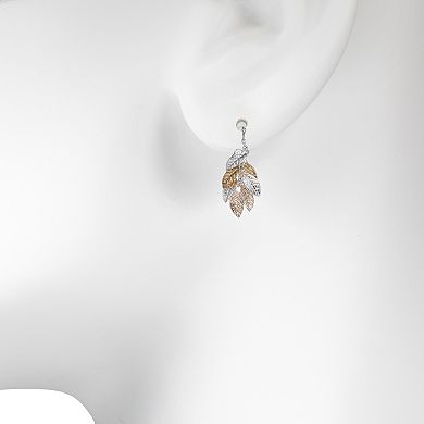 LC Lauren Conrad Tri Tone Leaf Cluster Nickel Free Drop Earrings