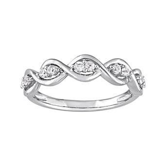 Stella Grace 14k White Gold White Sapphire Wavy Ring
