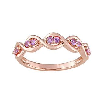 Stella Grace 14k Rose Gold Pink Sapphire Wavy Ring