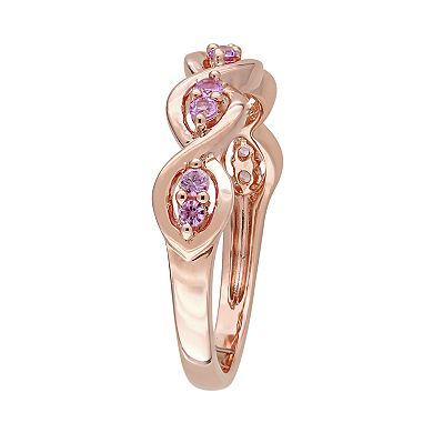 Stella Grace 14k Rose Gold Pink Sapphire Wavy Ring