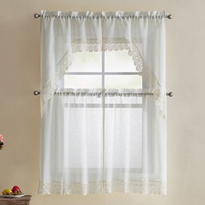 VCNY 4-piece Galiana Lace Kitchen Curtain Set