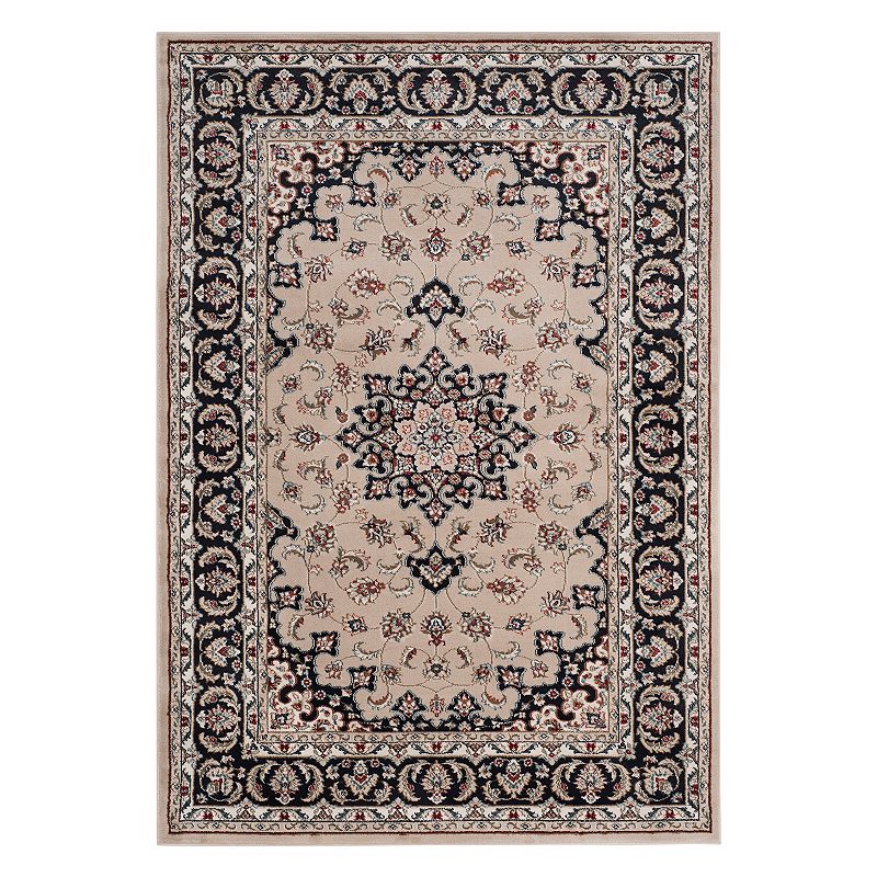 Safavieh Lyndhurst Framed Medallion Floral Rug, White, 7Ft Rnd