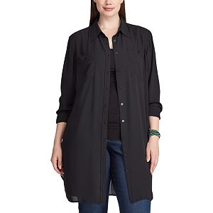 Plus Size Chaps Georgette Button-Up Tunic