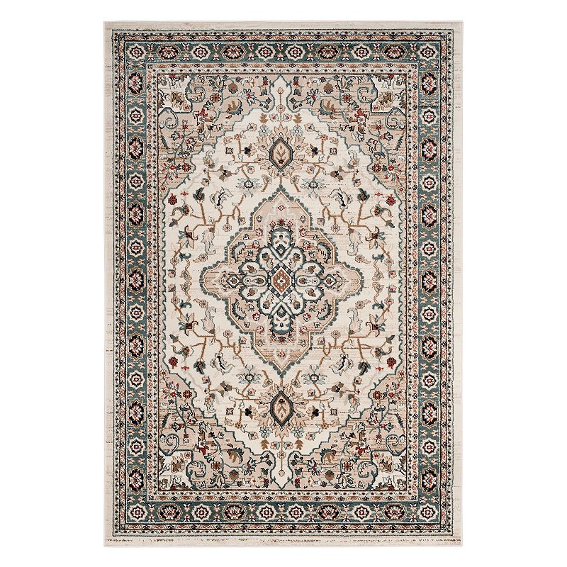 Safavieh Lyndhurst Framed Medallion Rug, White, 5X7.5 Ft