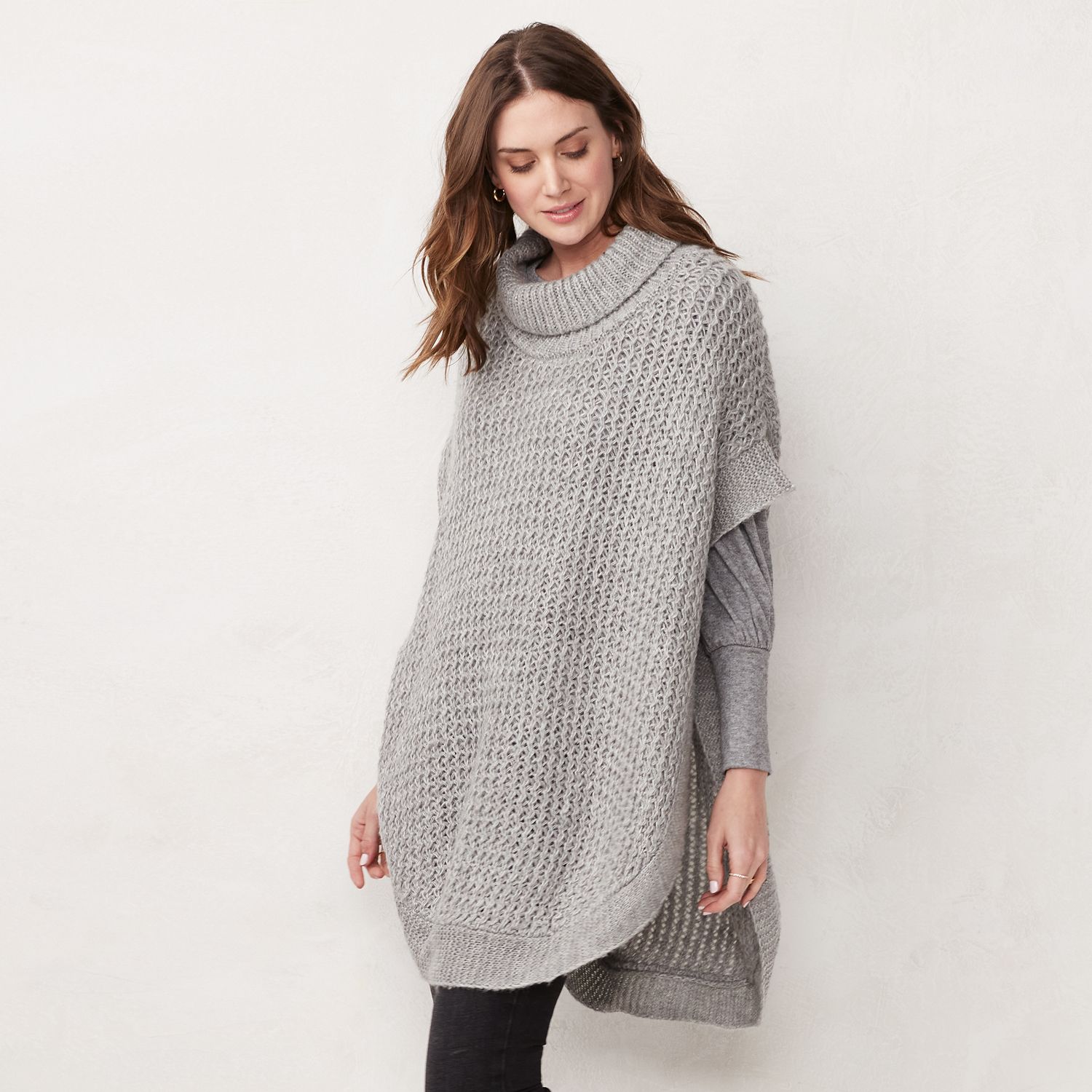 turtleneck poncho sweater