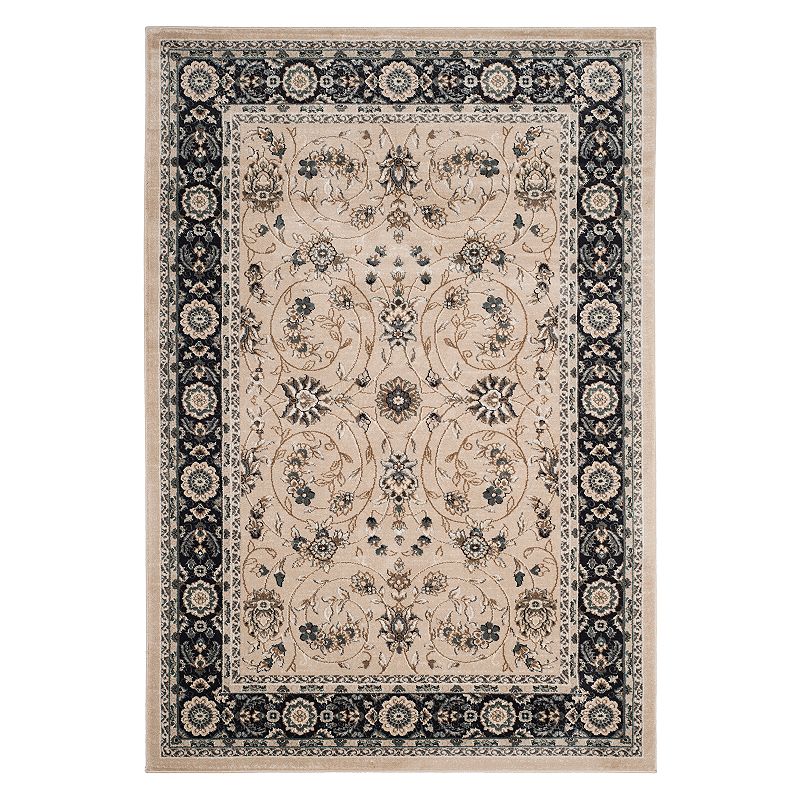 Safavieh Lyndhurst Framed Scrolling Floral Rug, Lt Beige, 7Ft Rnd