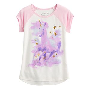 Girls 4-10 Jumping Beans® Unicorn Raglan Short-Sleeved Tee