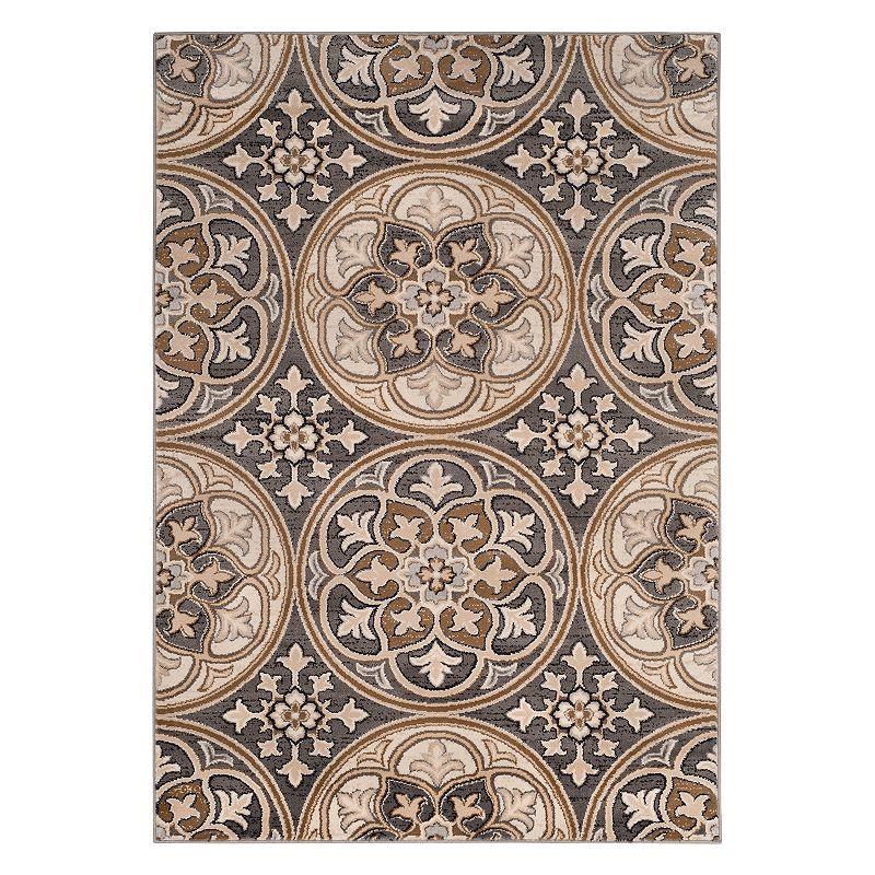 Safavieh Lyndhurst Botanical Medallion Rug, Light Grey, 8Ft Sq