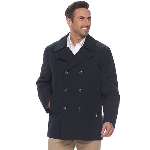 Blue khaki double breasted long black trench coat men