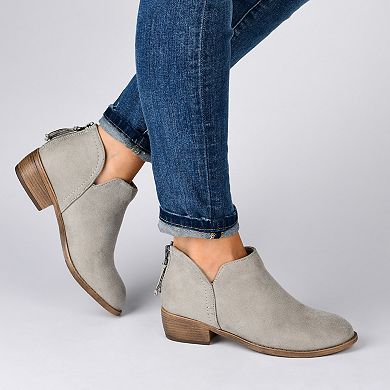 Journee Livvy Women's Back Heel Zip Stacked Heel Booties