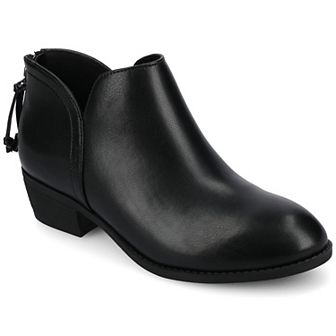 Journee Livvy Women's Back Heel Zip Stacked Heel Booties