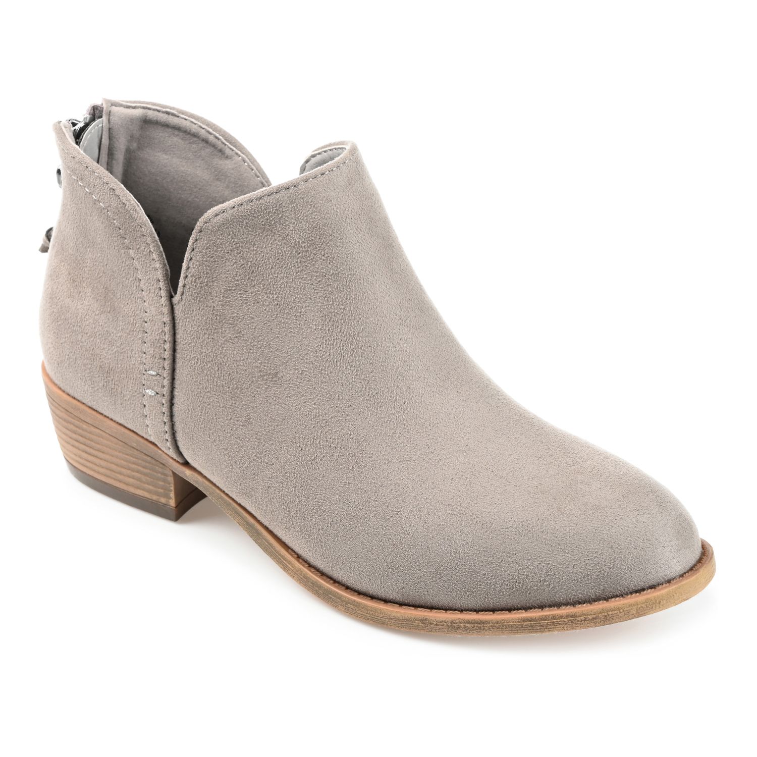 gray leather booties