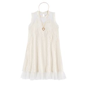 Girls 7-16 Knitworks Lace & Tulle Shift Dress with Necklace