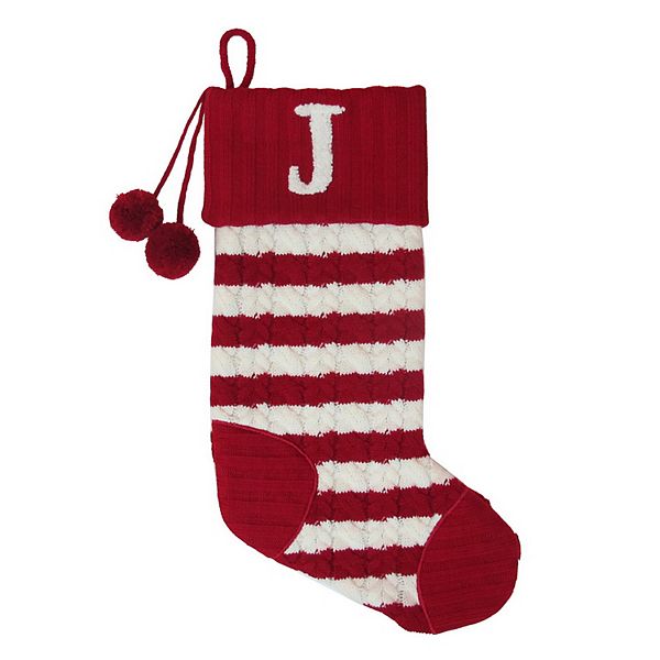 St. Nicholas Square® 21-in. Striped Monogram Christmas Stocking