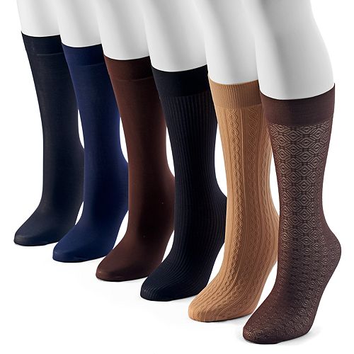 Women's Apt. 9® 6pk. Assorted Cable Knit Trouser Socks