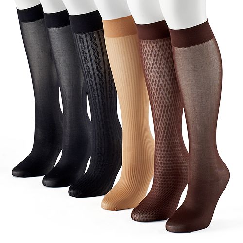 Women's Apt. 9® 6-pk. Assorted Cable Knit Trouser Socks
