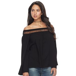 Women's Rock & Republic® Mesh Off-the-Shoulder Top