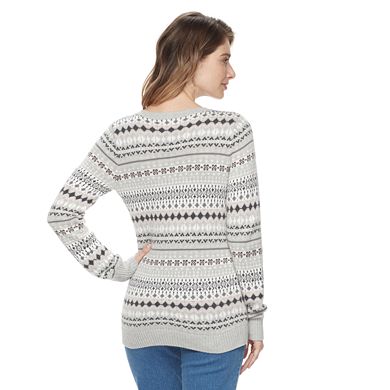 Women's Croft & Barrow® V-Neck Fairisle Sweater