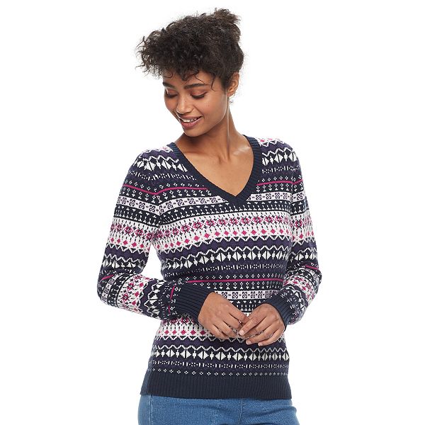 Women s Croft Barrow V Neck Fairisle Sweater