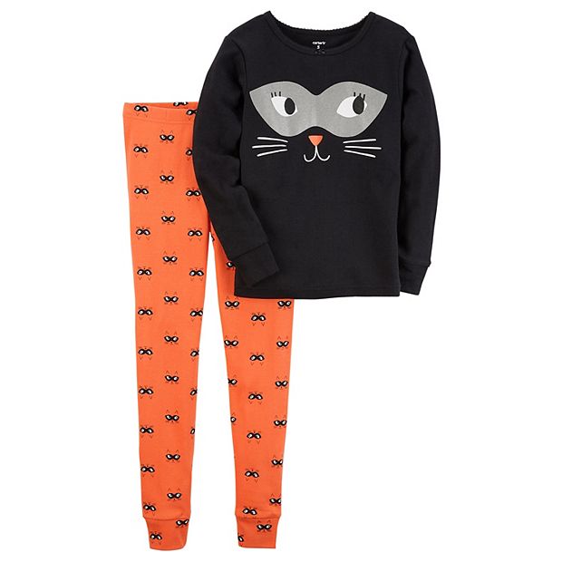 Girls 4 14 Carter s Halloween Cat Tee Bottoms Pajama Set