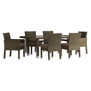 HomeVance Ravinia Brown Wicker Patio Dining Table & Chair 7-piece Set
