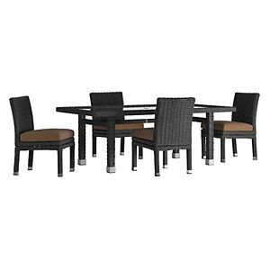 HomeVance Ravinia Wicker Patio Dinning Table & Armless Chair 5-piece Set