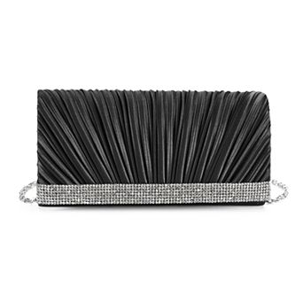 Gunne Sax by Jessica McClintock Chloe Pleated Satin Rhinestone Clutch