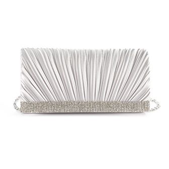 Gunne Sax by Jessica McClintock Chloe Pleated Satin Rhinestone Clutch