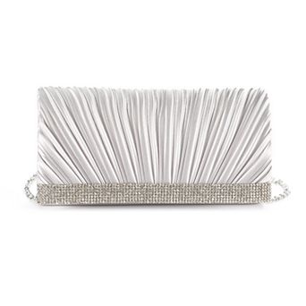 Gunne Sax by Jessica McClintock Chloe Pleated Satin Rhinestone Clutch
