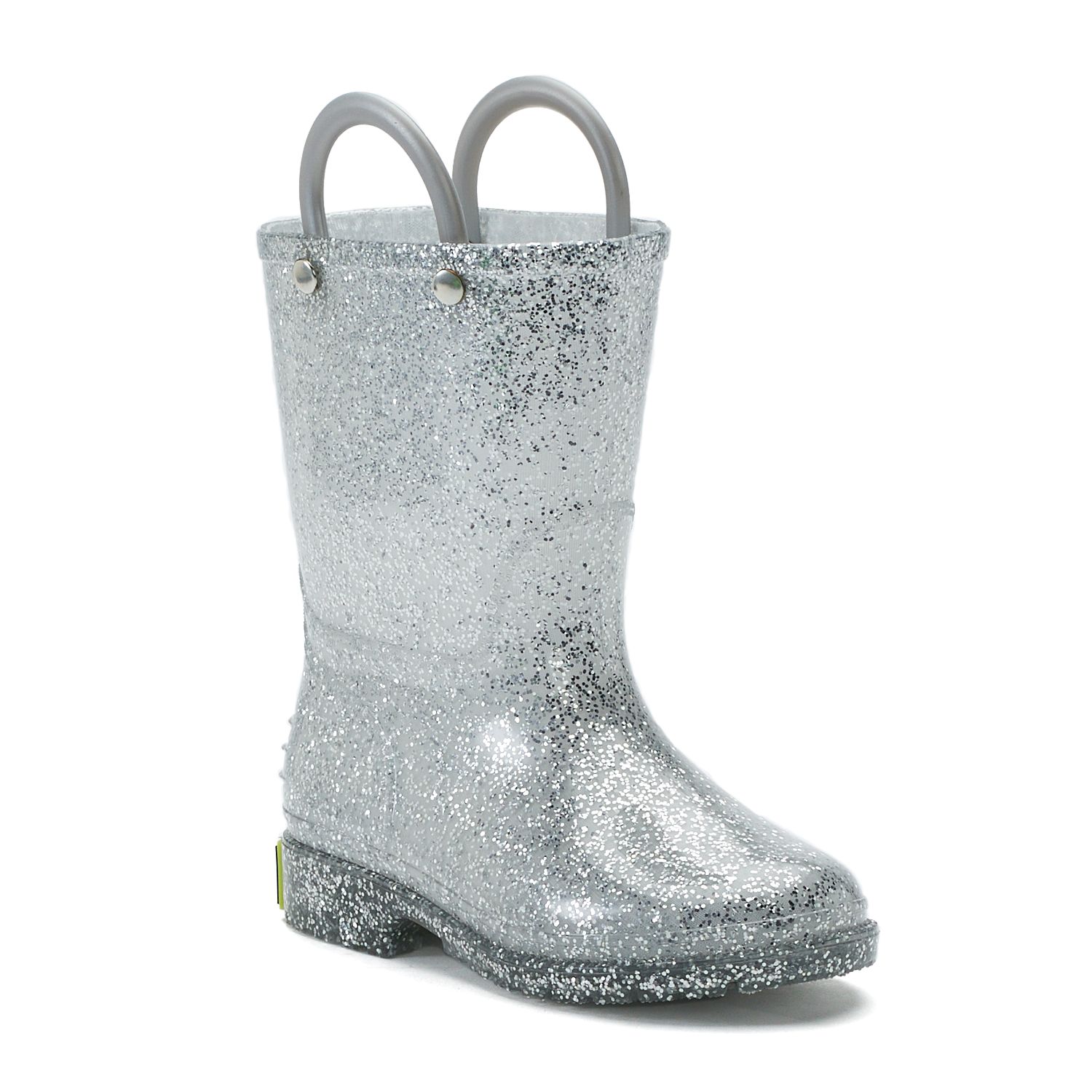 silver glitter rain boots