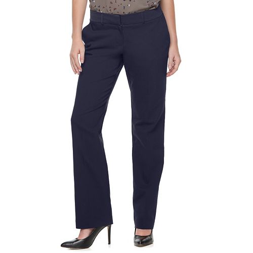 navy blue straight leg dress pants