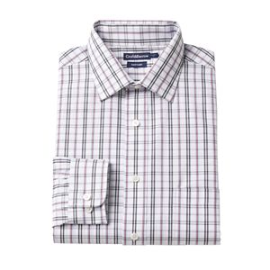 Men's Croft & Barrow® Regular-Fit Checked Easy-Care Spread-Collar Dress Shirt