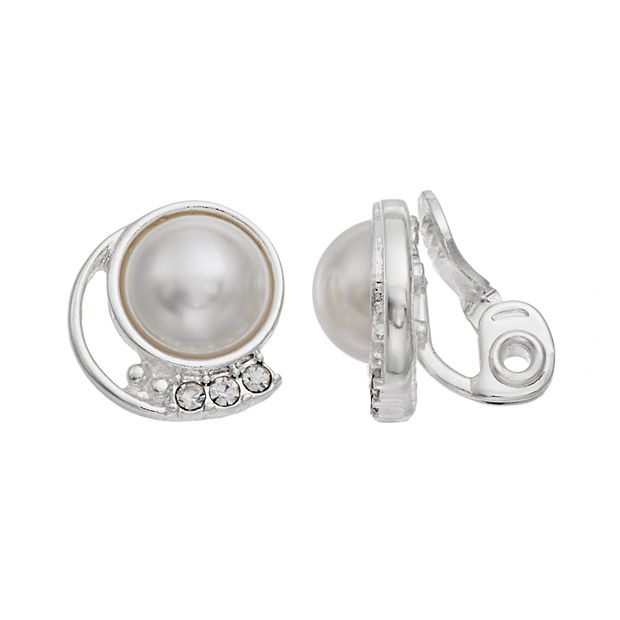 Pearl clip on hot sale earrings at kohl's