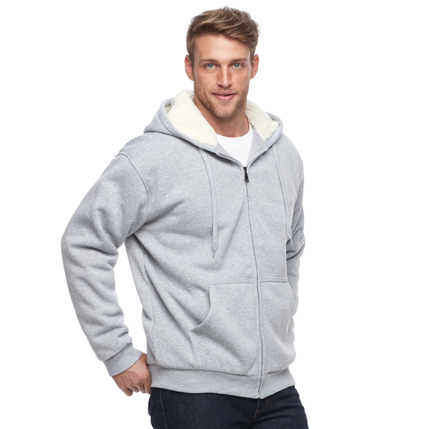 mens hooded sherpa