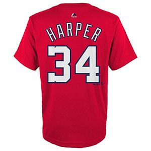 Boys 8-20 Majestic Washington Nationals Bryce Harper Name & Number Tee