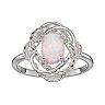 RADIANT GEM Sterling Silver Lab-created Opal & Diamond Accent Ring