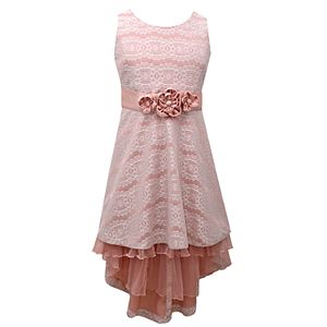 Girls 7-16 & Plus Size Bonnie Jean Bonded Lace High-Low Hem Dress