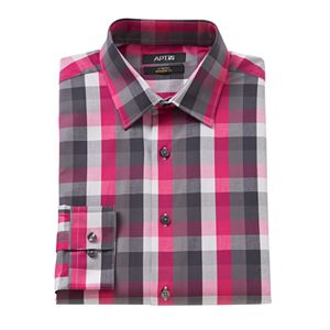 Men's Apt. 9® Extra-Slim Fit Gingham-Checked Stretch Dress Shirt