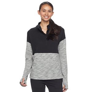 Junior's SO® Fleece Quarter Snap Pullover Top