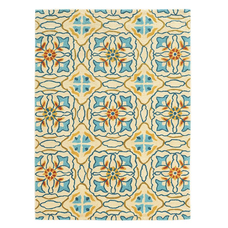 Linon Trio Geometric Floral I Rug, Beig/Green, 5X7 Ft