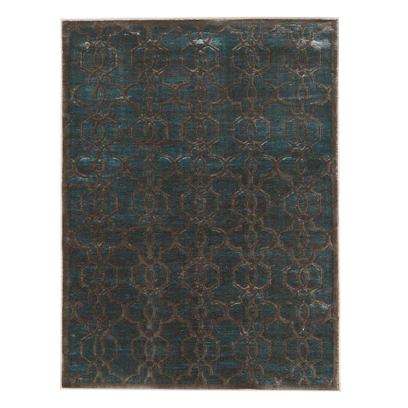 Linon Platinum Iron Gate Trellis Rug, Blue, 5X7 Ft