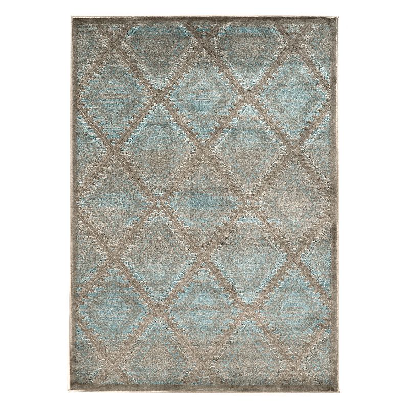 Linon Platinum Santa Fe Lattice Rug, Blue, 5X7 Ft