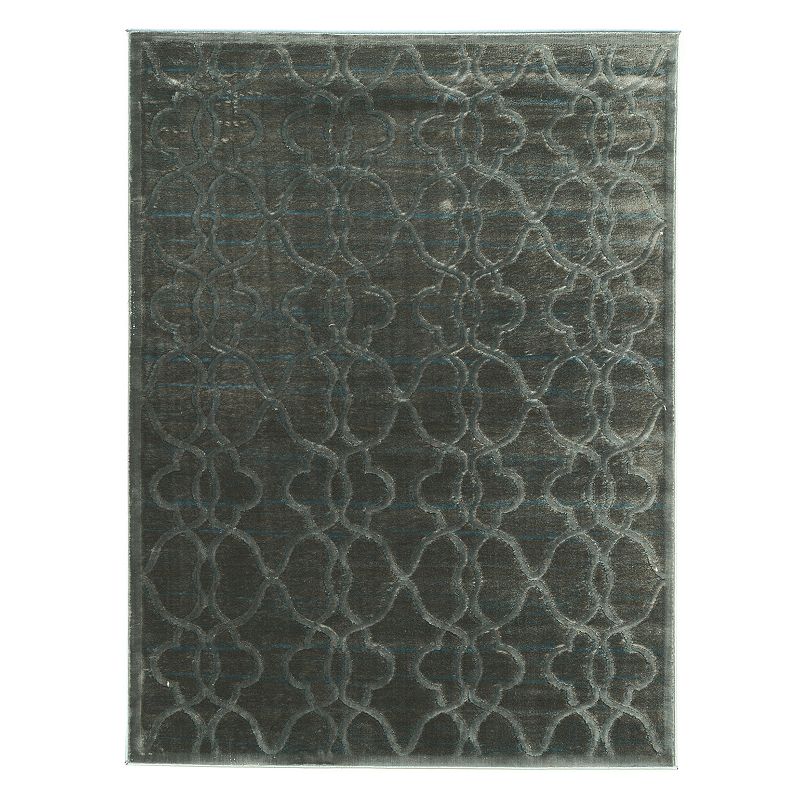 Linon Platinum Raw Iron Trellis Rug, Blue, 8X11 Ft