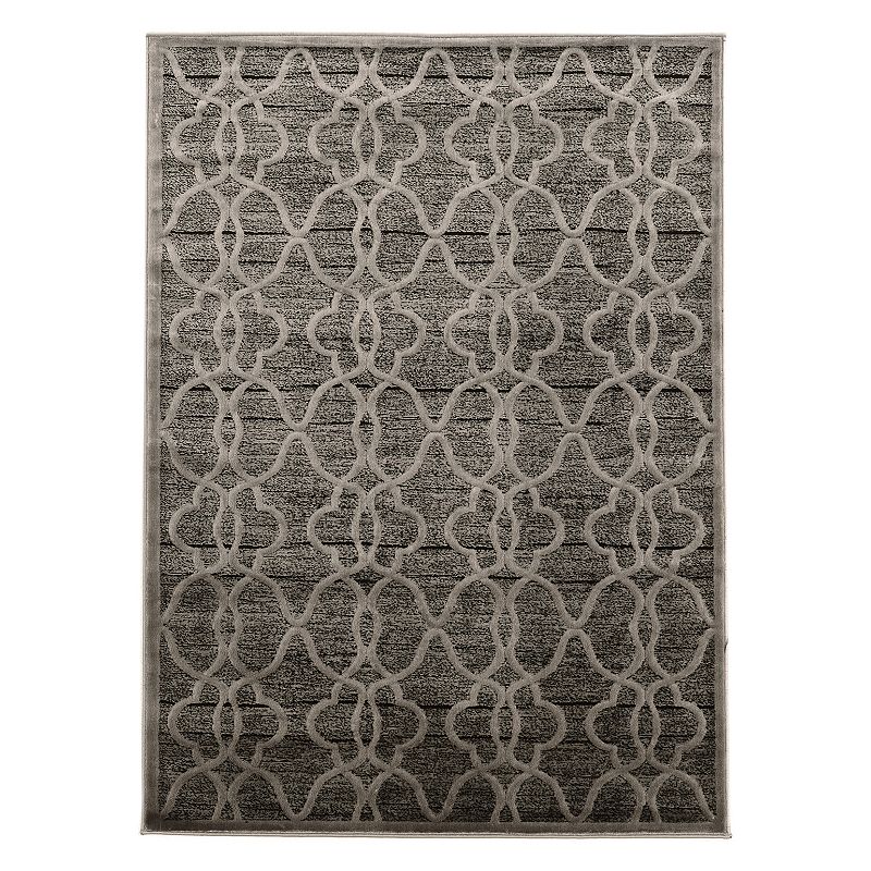 Linon Platinum Raw Iron Trellis Rug, Grey, 5X7.5 Ft