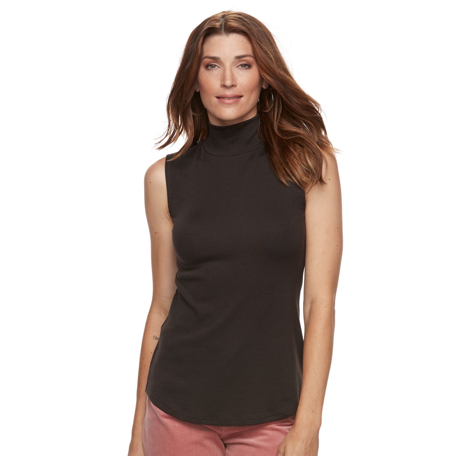 women's sleeveless mock turtleneck tops