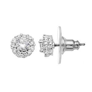 Dana Buchman Cubic Zirconia Recessed Halo Nickel Free Stud Earrings